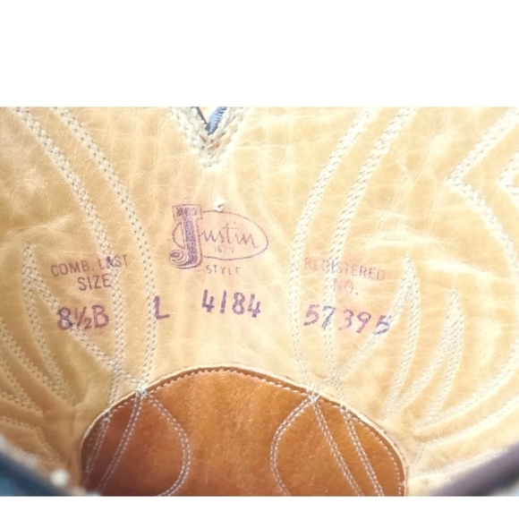 Justin Western Cowboy Boots Men's Size 8.5 B Brown Leather - Picture 16 of 16